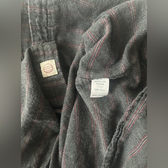 Marine Layer Mens Flannel Button Up Long Sleeve Shirt Sz M Grey Striped Pocket - Picture 4 of 6